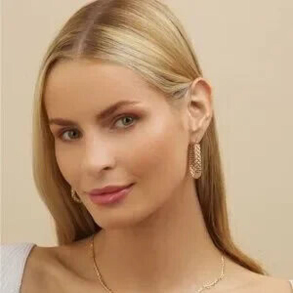 Gold 18k Gold Plated Filigree Hoop Earrings Gift Minimalist - Picture 2 of 4